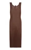 Onia Linen Knit Scoop Back Maxi Dress In Brown