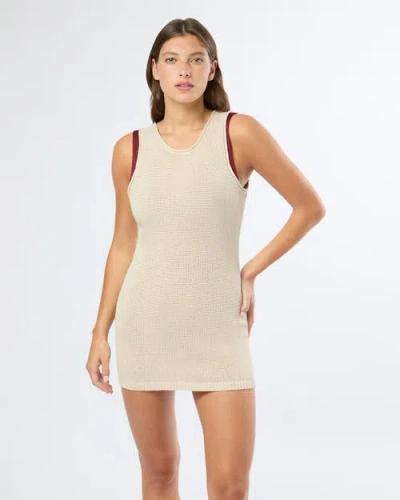 Onia Linen Knit Scoop Back Mini Dress In Neutral