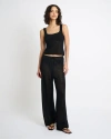 Onia Linen Knit Square Neck Tank In Black