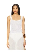 Onia Linen Knit Square Neck Tank In White