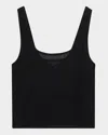 Onia Linen Knit Square-neck Top In Black