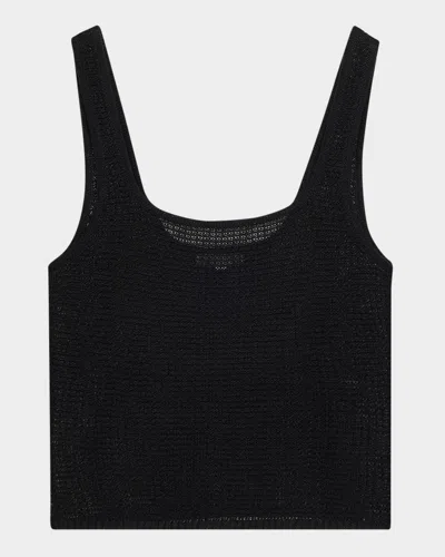 Onia Linen Knit Square-neck Top In Black
