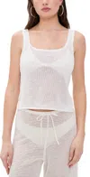 Onia Linen Knit Square Neck Tank In White