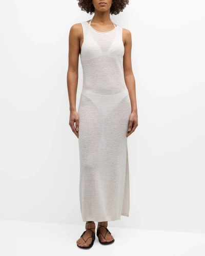 Onia Linen Knit Cowl Back Dress White M