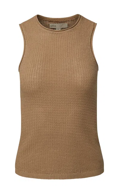 Onia Linen Knit Tank Top In Brown