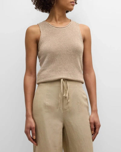 Onia Linen Knit Tank Top In Gold