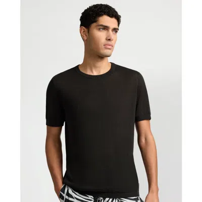 Onia Linen Knit Tee Shirt In Black