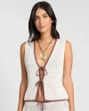 Onia Linen Knit Tie Front Tank Top In White