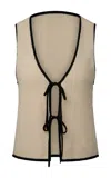 Onia Linen Knit Tie-front Tank Top In Tan