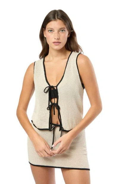 Onia Linen Knit Tie Front Tank Top In Metallic
