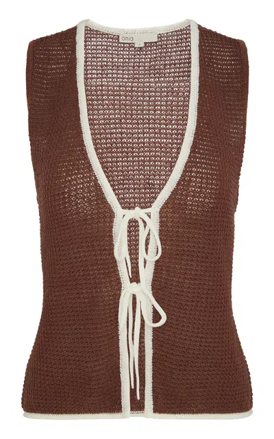 Onia Knit Tie V-neck Front Tank Top In Multi