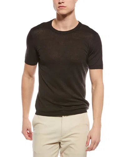 Onia Linen Knit T-shirt In Black