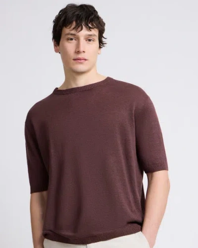 Onia Linen Knit T-shirt In Brown