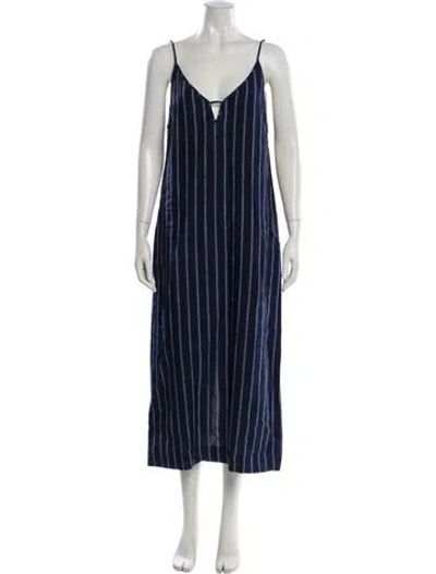 Pre-owned Onia Linen Long Dress In Blue