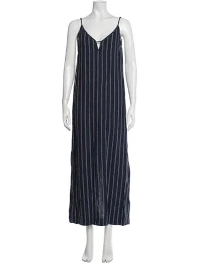 Pre-owned Onia Linen Long Dress In Blue