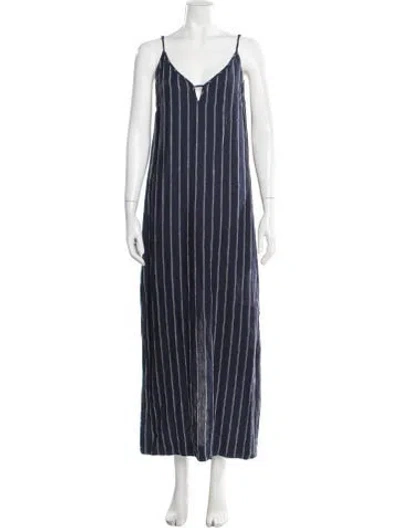 Pre-owned Onia Linen Long Dress In Blue