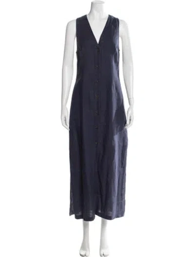 Pre-owned Onia Linen Long Dress In Blue