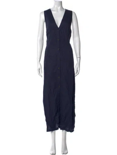 Pre-owned Onia Linen Long Dress In Blue