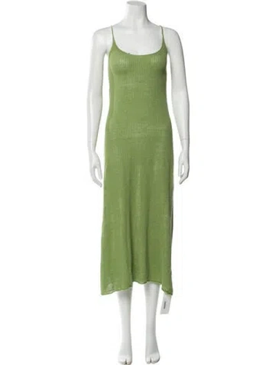 Pre-owned Onia Linen Long Dress In Green