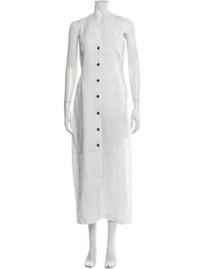 Pre-owned Onia Linen Long Dress In Neutral