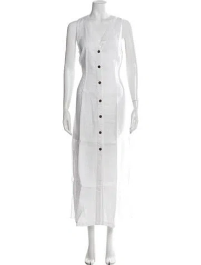 Pre-owned Onia Linen Long Dress In White
