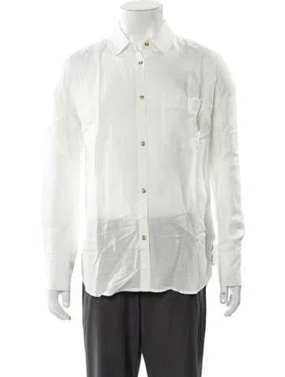 Pre-owned Onia Linen Long Sleeve Button-up Top In Neutral