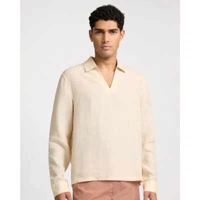 Onia Linen Long Sleeve Popover Shirt In Animal Print