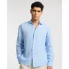 Onia Linen Long Sleeve Shirt In Blue