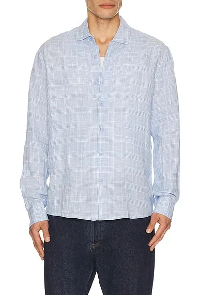 Onia Linen Long Sleeve Shirt In Blue