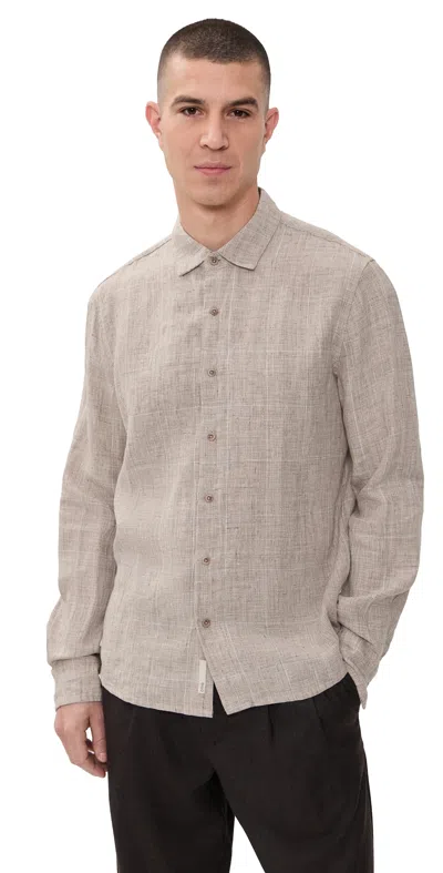 Onia Linen Long Sleeve Shirt Brown Multi In Neutral