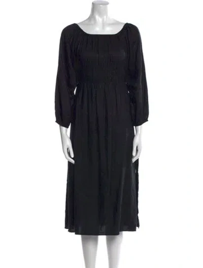 Pre-owned Onia Linen Midi Length Dress In Black