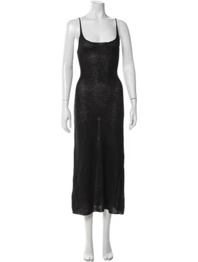 Pre-owned Onia Linen Midi Length Dress In Black
