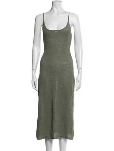 Pre-owned Onia Linen Midi Length Dress In Green