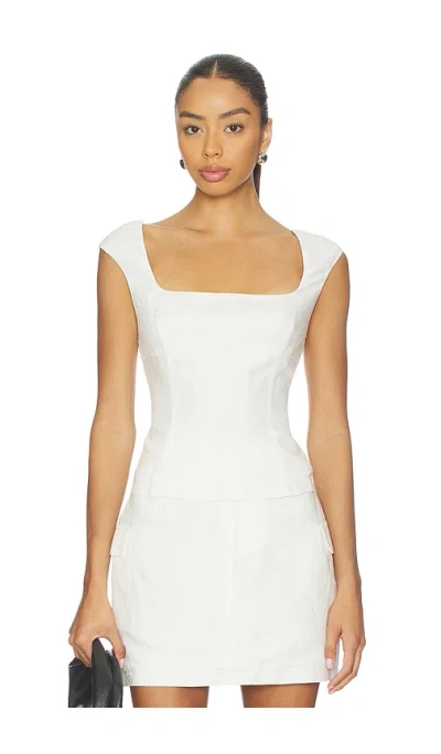 Onia Linen Peplum Top In White