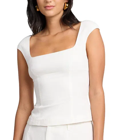 Onia Linen Peplum Top In White