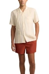 Onia Linen Pintuck Camp Shirt In Neutral
