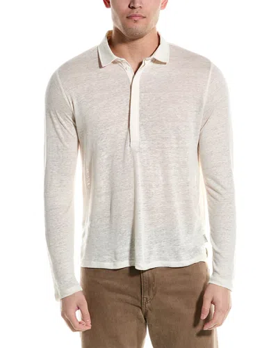 Onia Men's Long-sleeve Linen Polo Shirt In White