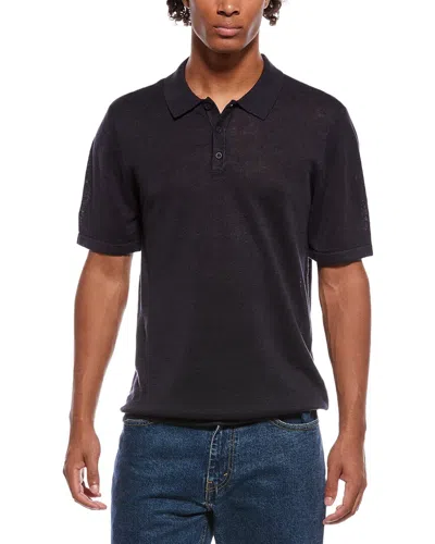 Onia Linen Polo Sweater In Black