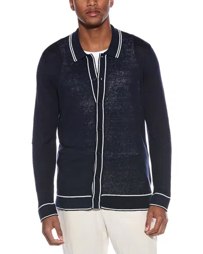 Onia Linen Polo Sweater In Blue
