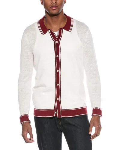 Onia Linen Polo Sweater In Salt Brick