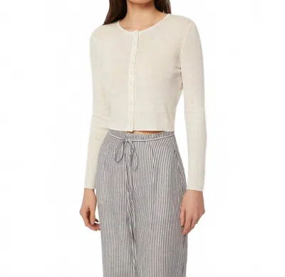 Onia Linen Rib Crop Cardigan In Beige In White