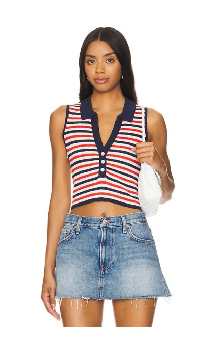 Onia Linen Rib Polo Tank In White