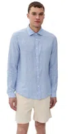 Onia Linen Slim Fit Shirt Oxford Blue