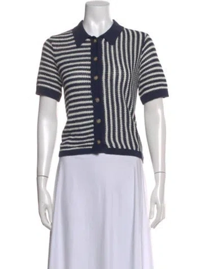 Pre-owned Onia Linen Striped Sweater In Blue