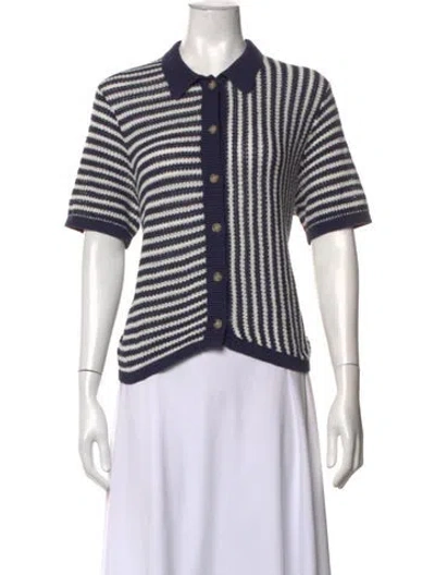 Pre-owned Onia Linen Striped Sweater In Blue