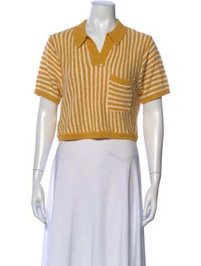 Pre-owned Onia Linen Striped Sweater W/ Tags In Yellow