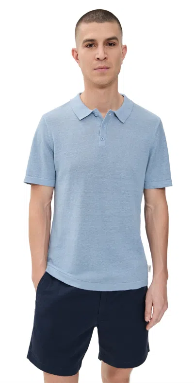 Onia Linen Sweater Polo Baby Blue