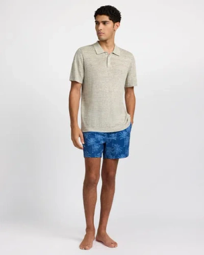 Onia Linen Sweater Polo In Gray