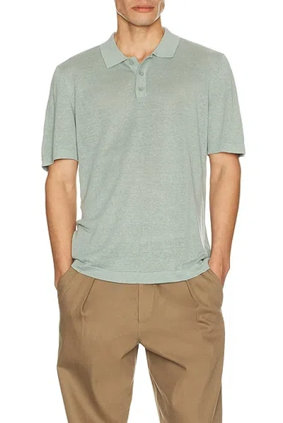 Onia Linen Sweater Polo In Green