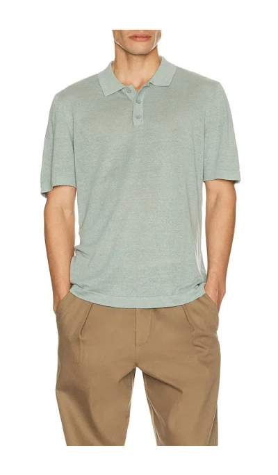 Onia Linen Sweater Polo In Green